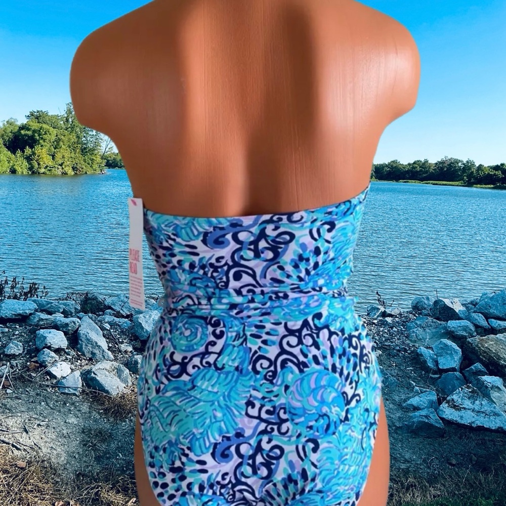 Lilly Pulitzer NWT Flamenco One Piece Swimsuit Light Aqua Spritz Size 0 - Picture 2 of 16